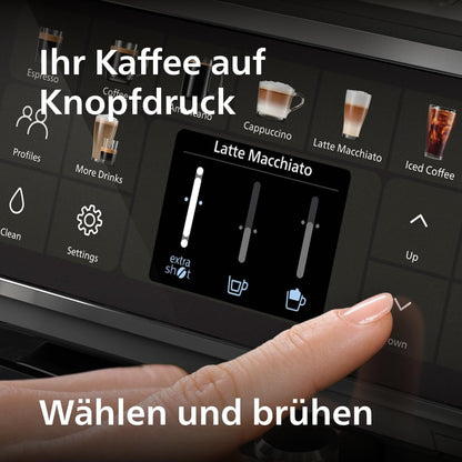 Serie 5500 Kaffeevollautomat – LatteGo Milchsystem, 20 heiße und kalte Kaffeespezialitäten, 40% leiser mit SilentBrew, QuickStart, Schwarz und Silber (EP5546/70)
